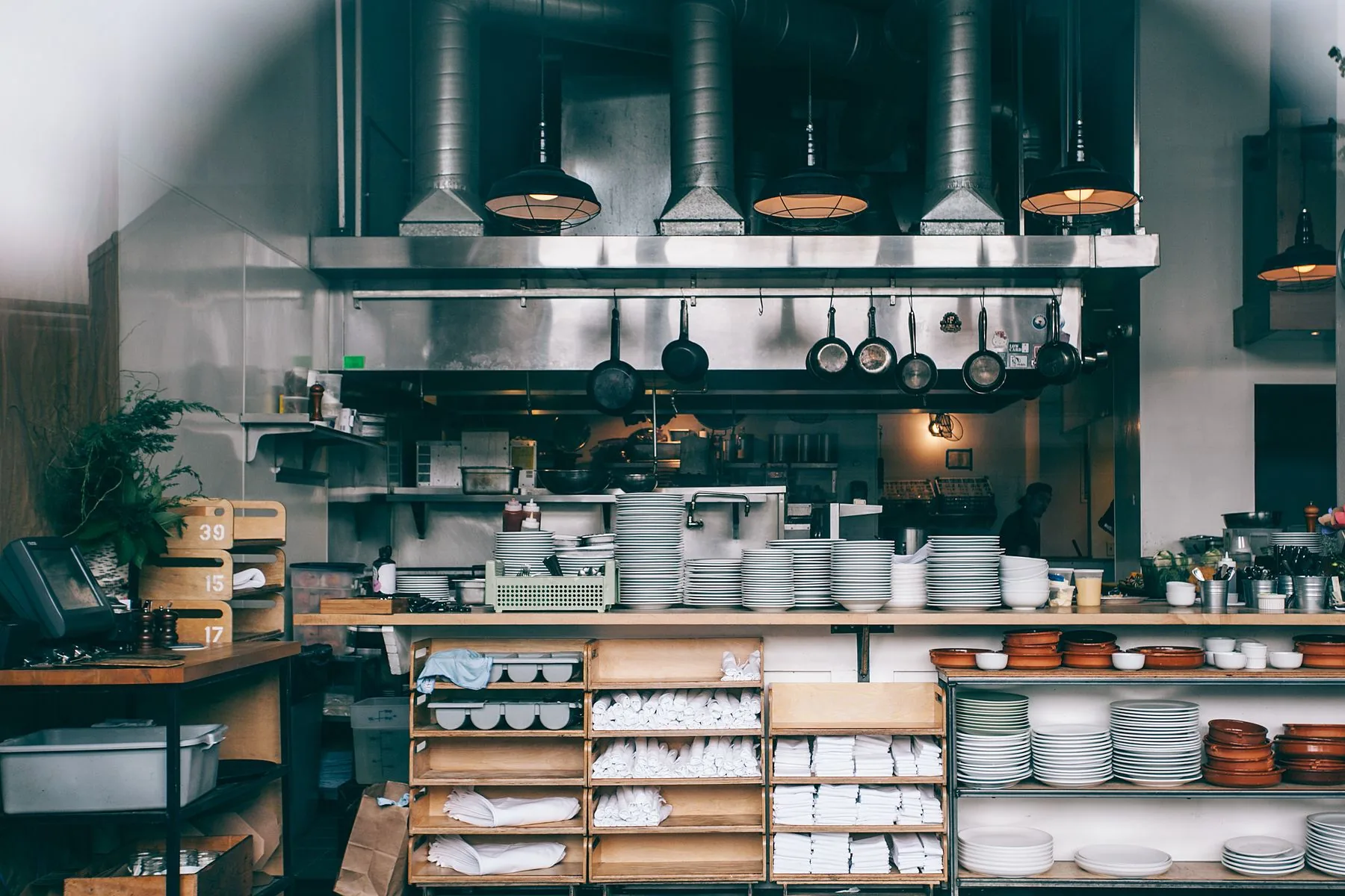 Professional restaurant kitchen during recovery from a serious operational shutdown