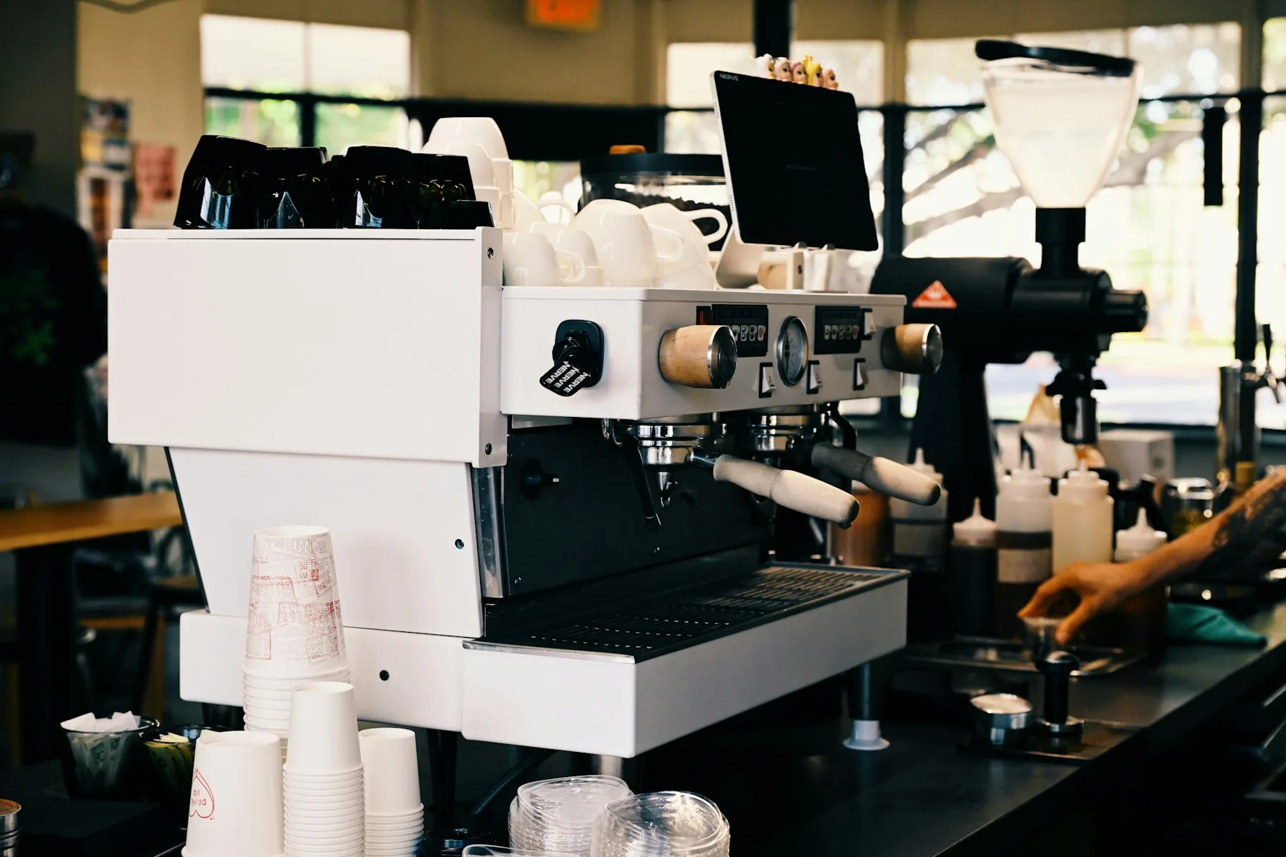 Several professional coffee solutions compared in a compact restaurant environment